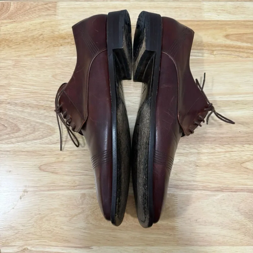 Mezlan Mens 11 M Brown Leather Lace Up Square Toe Derby‎ Dress Shoes Oxblood